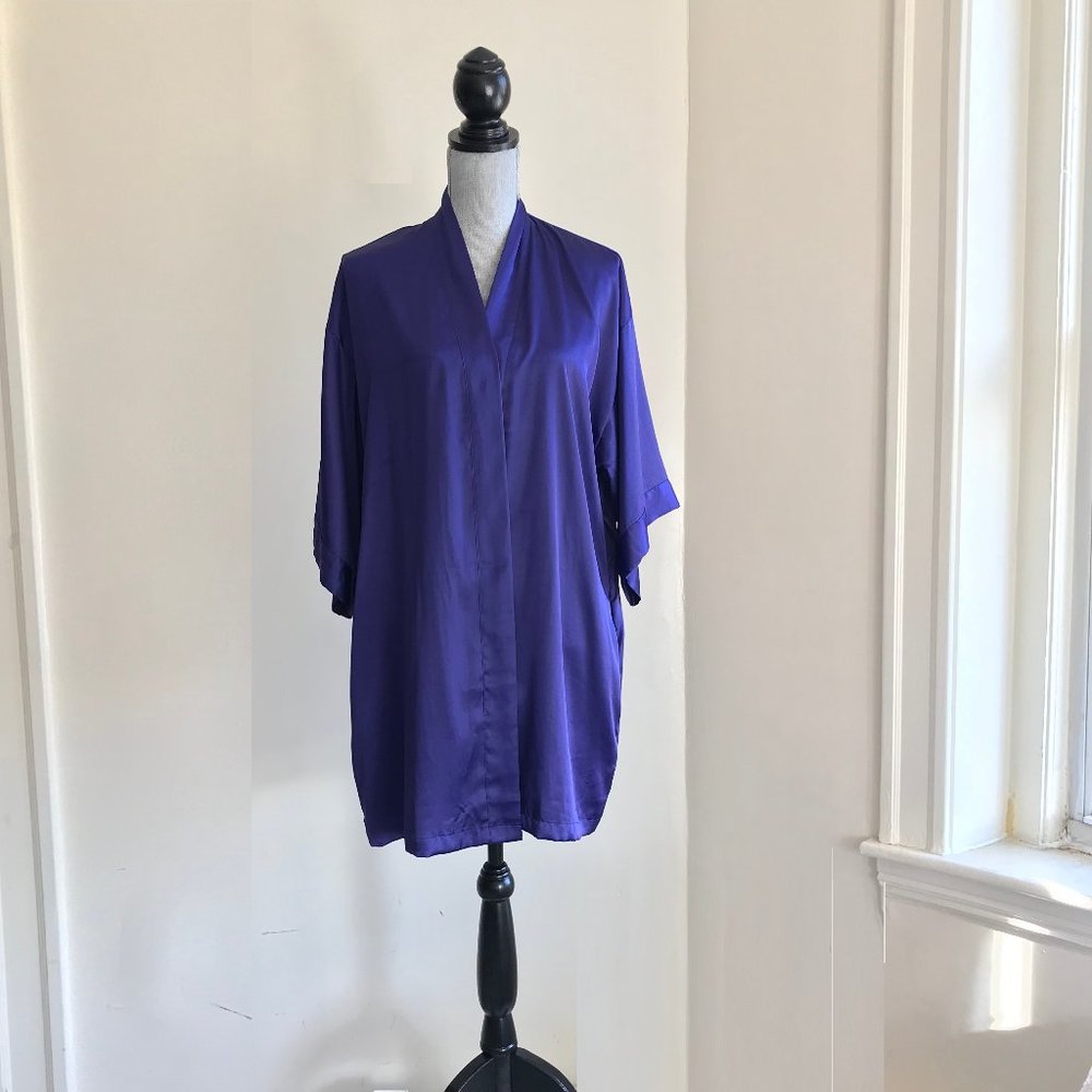 NWT Victoria's Secret Amethyst Purple Satin Robe S/M Kimono Lingerie Sleepwear